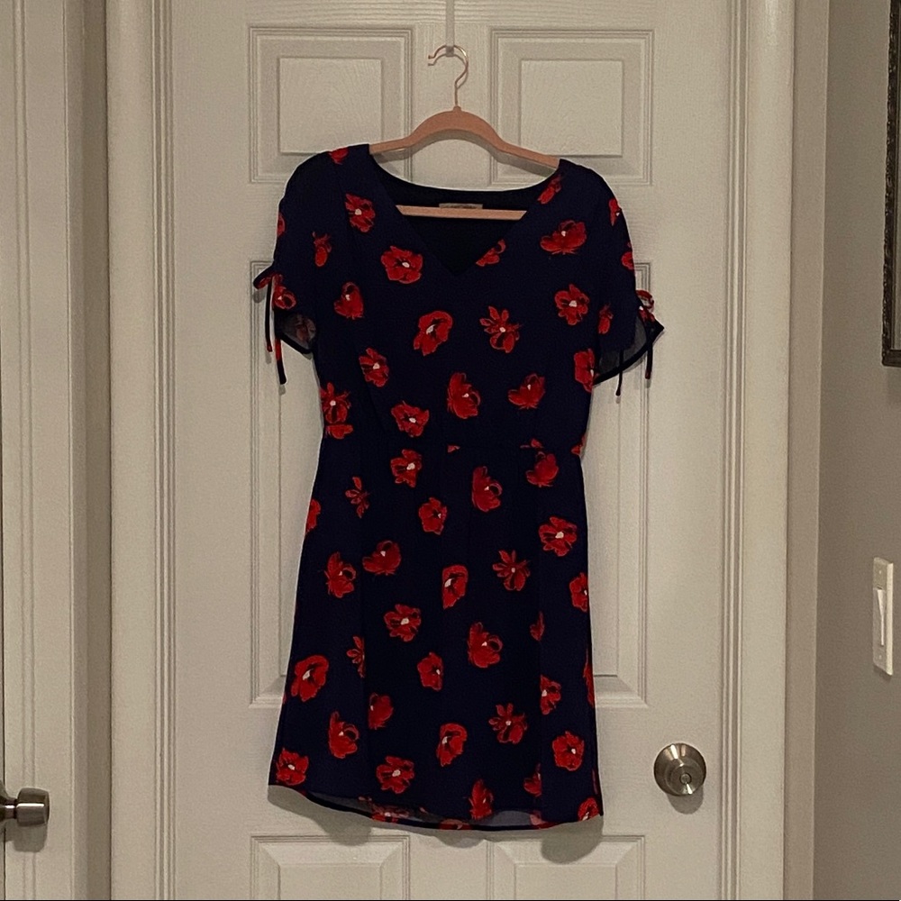 41 Hawthorn Navy Dress with Red Floral Print